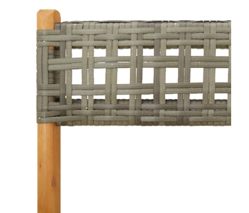 Set de comedor de jardín 5 piezas ratán PE madera maciza gris