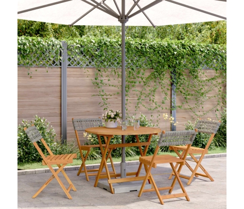 Set de comedor de jardín 5 piezas ratán PE madera maciza gris