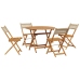 Set de comedor de jardín 5 pzas ratán PE madera maciza beige