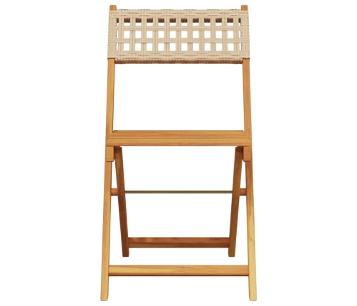 Set de comedor de jardín 5 pzas ratán PE madera maciza beige