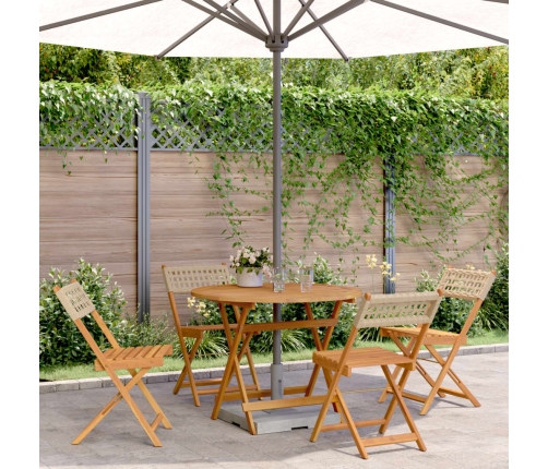 Set de comedor de jardín 5 pzas ratán PE madera maciza beige
