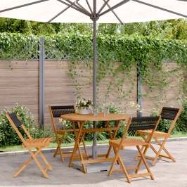 Set de comedor jardín 5 pzas polipropileno madera maciza negro
