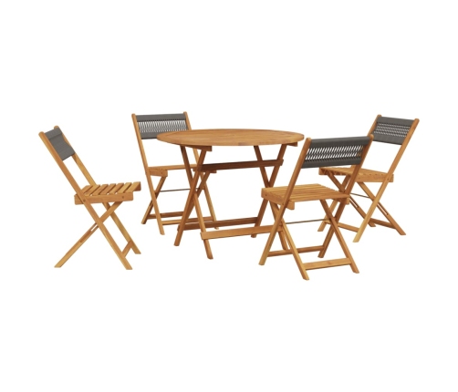 Set de comedor jardín 5 pzas polipropileno madera maciza gris