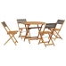 Set de comedor jardín 5 pzas polipropileno madera maciza gris