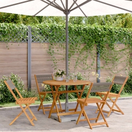 Set de comedor jardín 5 pzas polipropileno madera maciza gris