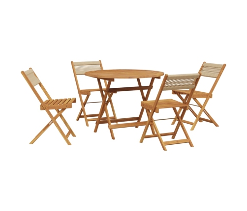 Set de comedor jardín 5 pzas polipropileno madera maciza beige