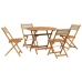 Set de comedor jardín 5 pzas polipropileno madera maciza beige