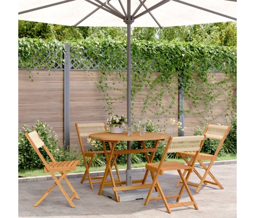 Set de comedor jardín 5 pzas polipropileno madera maciza beige