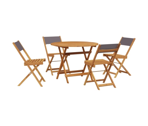 Set de comedor de jardín 5 pzas tela madera maciza antracita