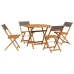 Set de comedor de jardín 5 pzas tela madera maciza antracita