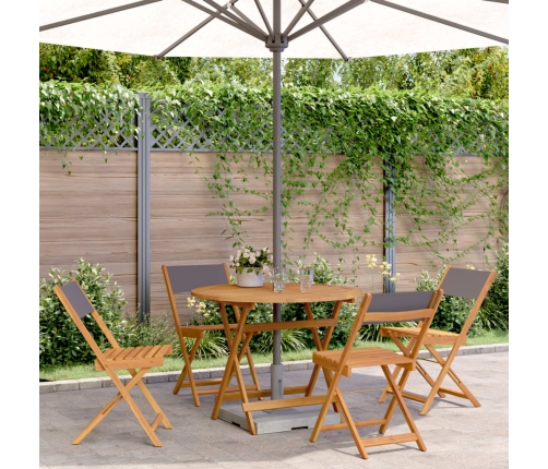 Set de comedor de jardín 5 pzas tela madera maciza antracita