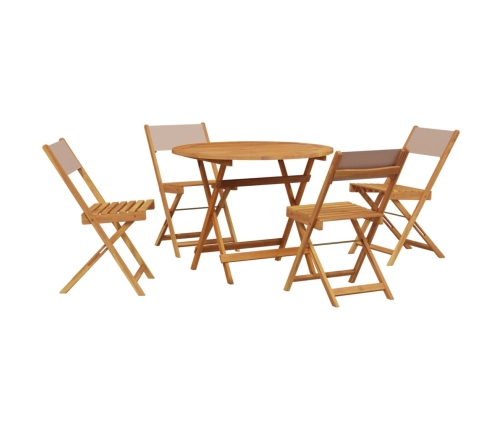 Set de comedor de jardín 5 pzas tela madera maciza gris taupe