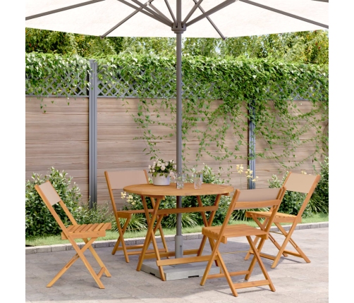 Set de comedor de jardín 5 pzas tela madera maciza gris taupe
