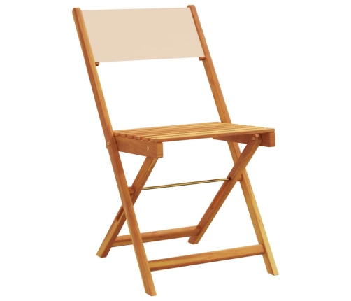 Set de comedor de jardín 5 pzas tela madera maciza beige