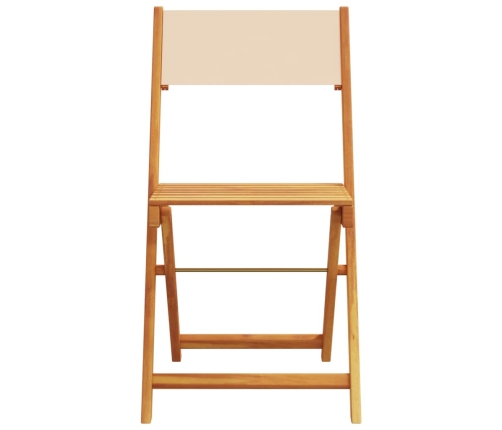 Set de comedor de jardín 5 pzas tela madera maciza beige