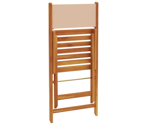 Set de comedor de jardín 5 pzas tela madera maciza beige