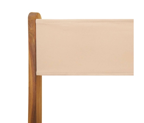 Set de comedor de jardín 5 pzas tela madera maciza beige