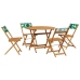 Set de comedor jardín 5 pzas tela madera maciza estampado hojas