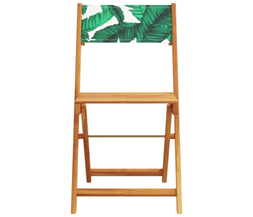 Set de comedor jardín 5 pzas tela madera maciza estampado hojas