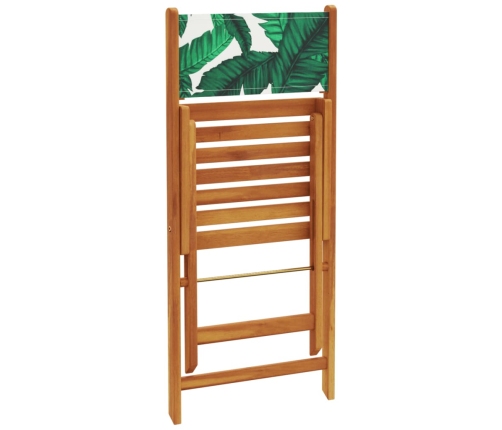 Set de comedor jardín 5 pzas tela madera maciza estampado hojas