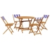 Set de comedor de jardín 5 pzas tela madera maciza azul blanco