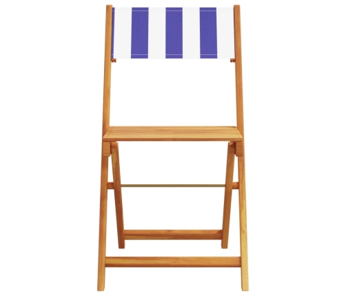 Set de comedor de jardín 5 pzas tela madera maciza azul blanco