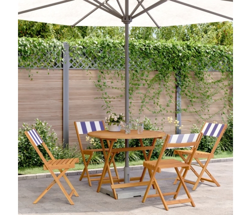 Set de comedor de jardín 5 pzas tela madera maciza azul blanco