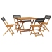 Set de comedor de jardín 5 pzas ratán PE madera maciza negro