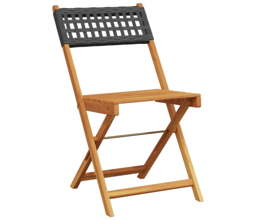 Set de comedor de jardín 5 pzas ratán PE madera maciza negro