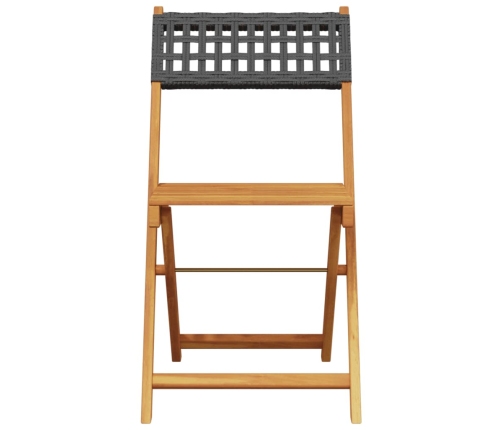 Set de comedor de jardín 5 pzas ratán PE madera maciza negro