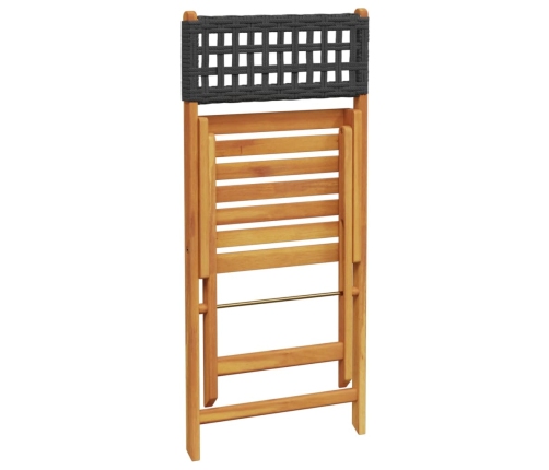 Set de comedor de jardín 5 pzas ratán PE madera maciza negro