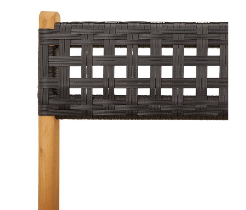 Set de comedor de jardín 5 pzas ratán PE madera maciza negro
