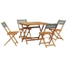 Set de comedor de jardín 5 piezas ratán PE madera maciza gris