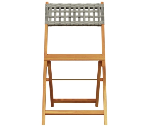 Set de comedor de jardín 5 piezas ratán PE madera maciza gris