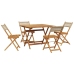 Set de comedor de jardín 5 pzas ratán PE madera maciza beige