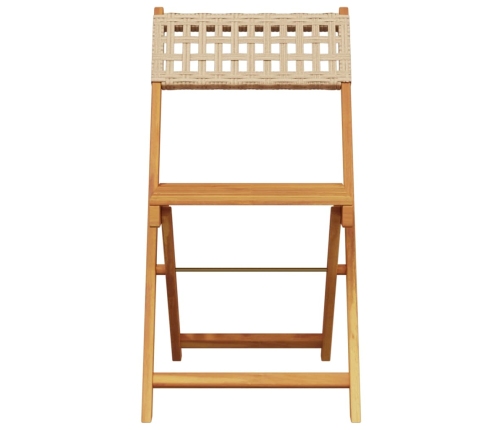 Set de comedor de jardín 5 pzas ratán PE madera maciza beige