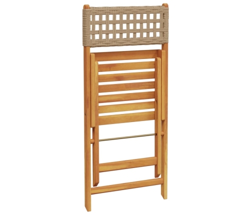 Set de comedor de jardín 5 pzas ratán PE madera maciza beige
