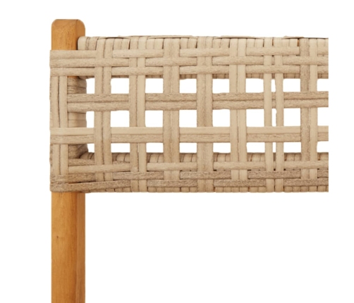 Set de comedor de jardín 5 pzas ratán PE madera maciza beige
