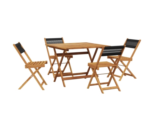 Set de comedor jardín 5 pzas polipropileno madera maciza negro