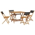 Set de comedor jardín 5 pzas polipropileno madera maciza negro