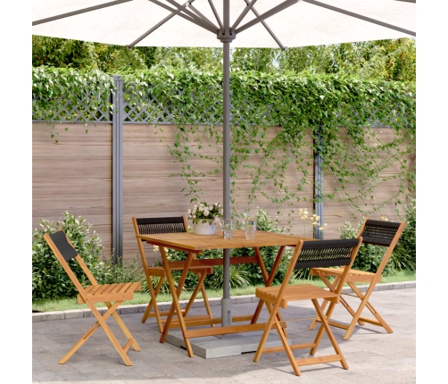 Set de comedor jardín 5 pzas polipropileno madera maciza negro