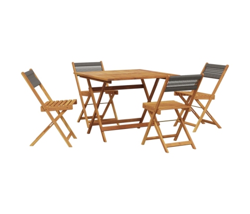 Set de comedor jardín 5 pzas polipropileno madera maciza gris