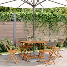 Set de comedor jardín 5 pzas polipropileno madera maciza gris