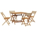 Set de comedor jardín 5 pzas polipropileno madera maciza beige