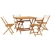 Set de comedor de jardín 5 pzas tela madera maciza blanco crema