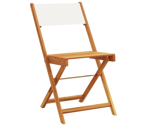Set de comedor de jardín 5 pzas tela madera maciza blanco crema