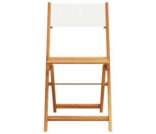 Set de comedor de jardín 5 pzas tela madera maciza blanco crema