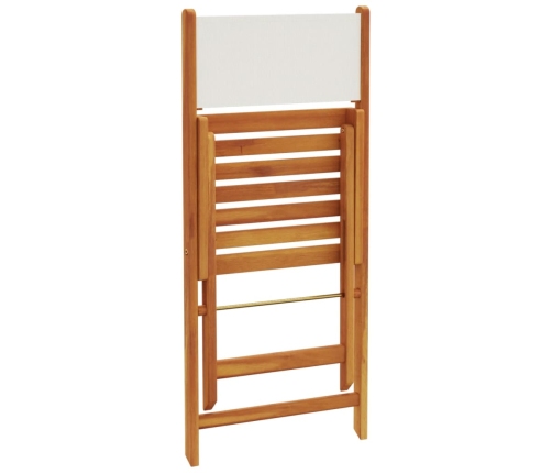 Set de comedor de jardín 5 pzas tela madera maciza blanco crema