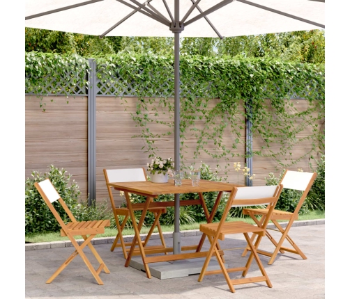 Set de comedor de jardín 5 pzas tela madera maciza blanco crema