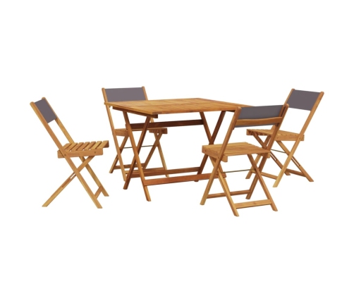 Set de comedor de jardín 5 pzas tela madera maciza antracita